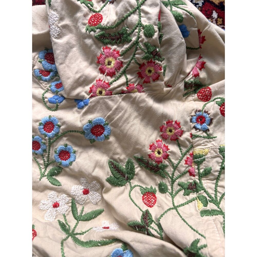 Y2K VINTAGE JOHNNY WAS Embroidered Floral Trench Coat | Size XL - Picture 5 of 5